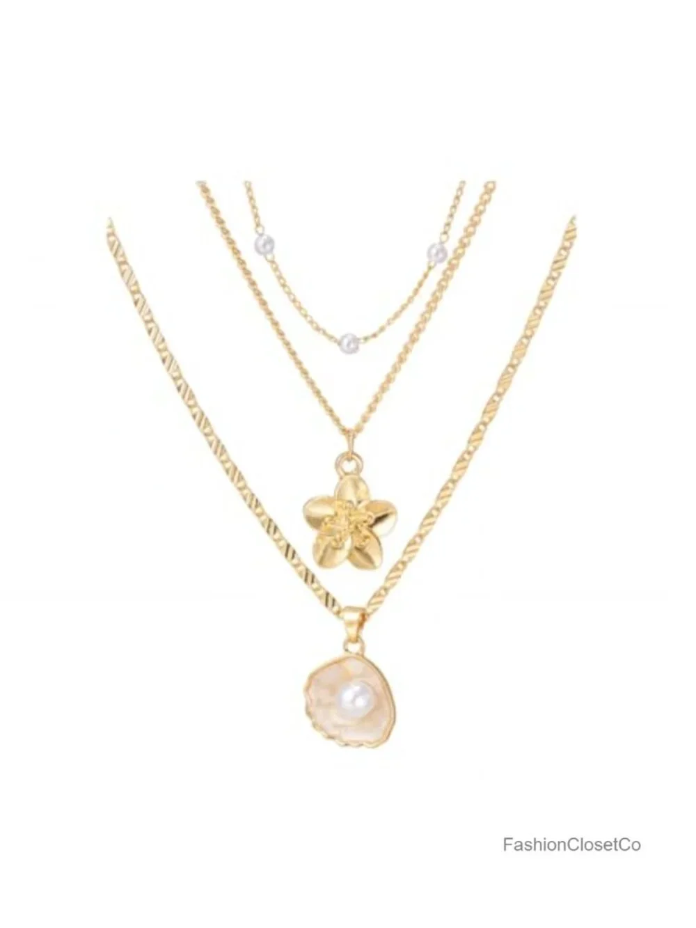 3-Piece Gold-Plated Cowrie Shell Necklace Set, Bohemian Beach Choker,